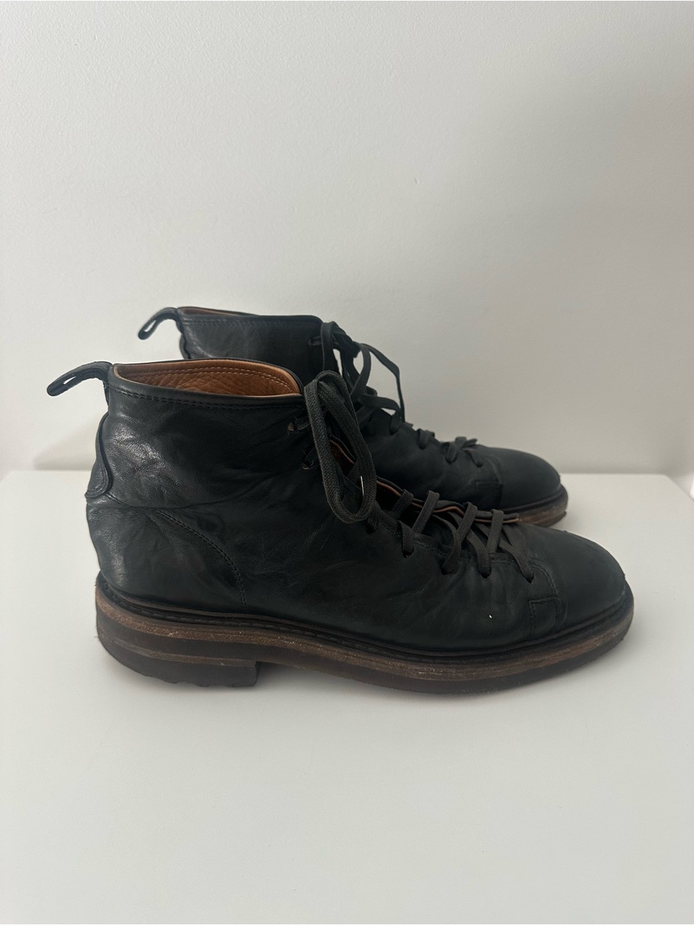 John Varvatos Collection Black Leather Lace-Up Boots size 9.5